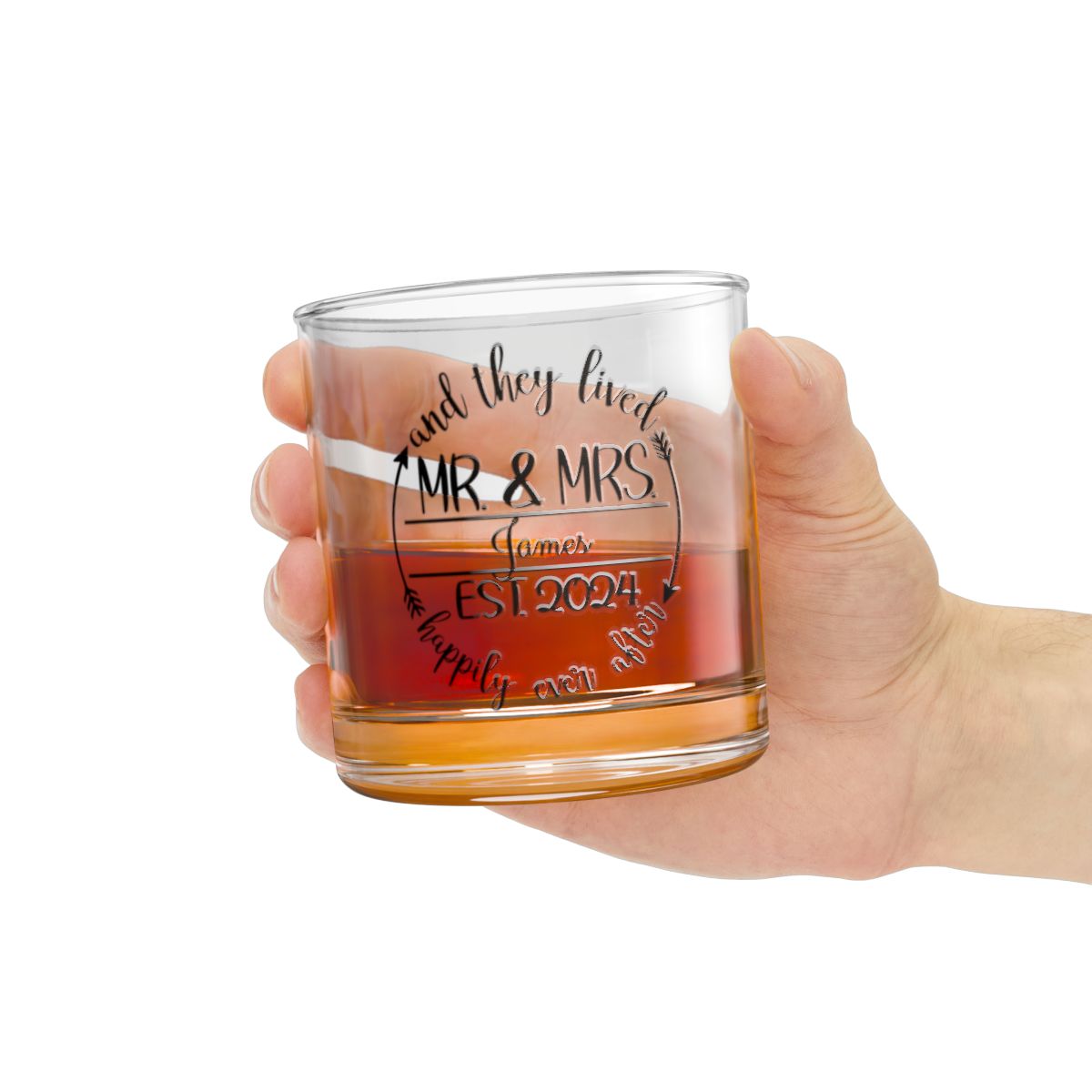 Mr And Mrs-15 Personalised Christmas Mr & Mrs Wine Glass 12oz, Whiskey Glass 6oz, Stemless Wine Glass 11.75oz, Rock Glass 10oz