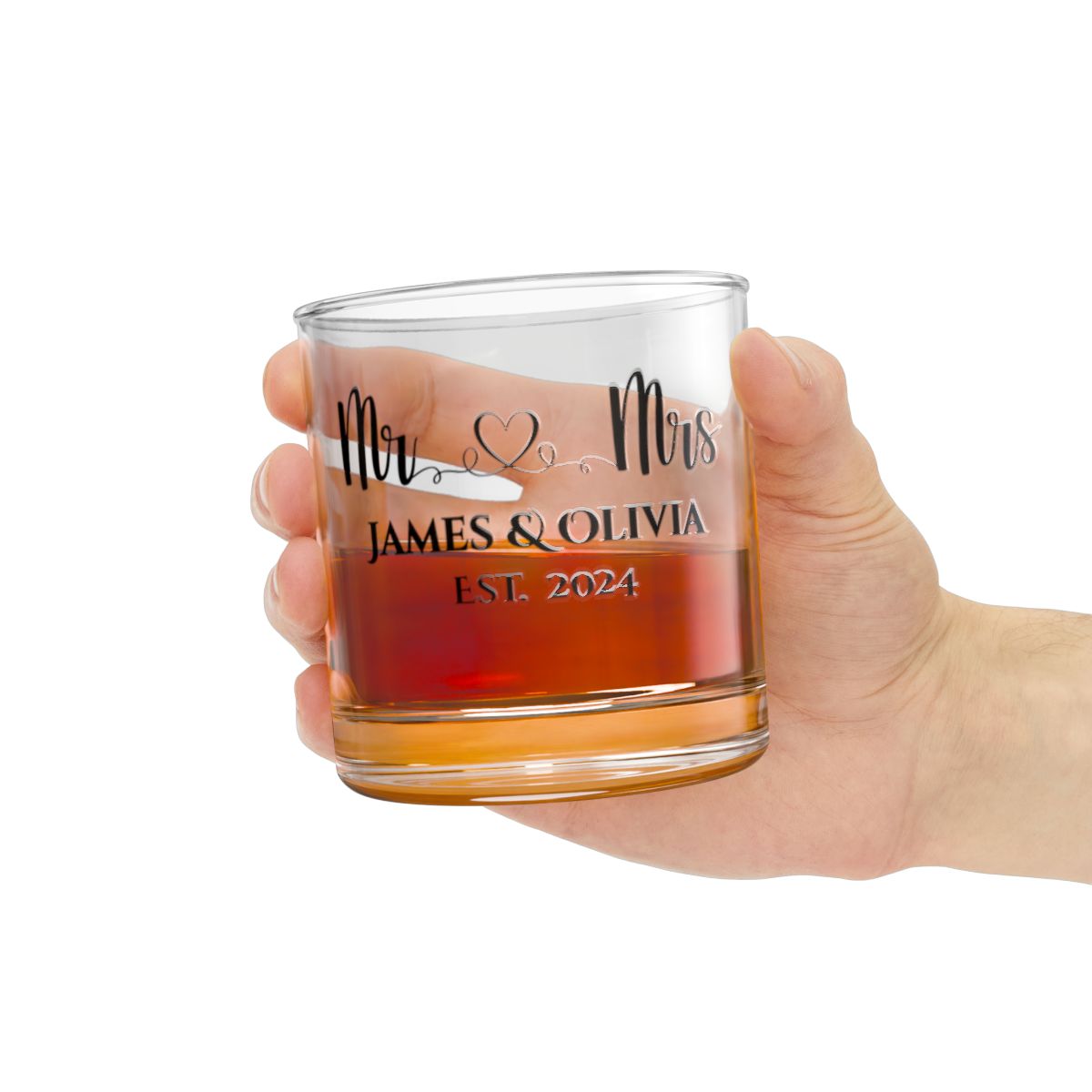 Mr And Mrs-13 Personalised Christmas Mr & Mrs Wine Glass 12oz, Whiskey Glass 6oz, Stemless Wine Glass 11.75oz, Rock Glass 10oz