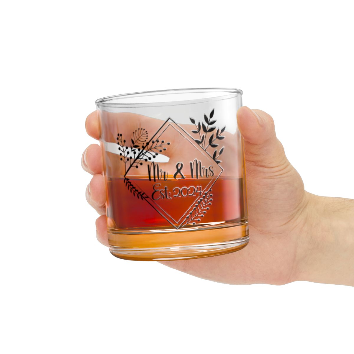 Mr And Mrs-14 Personalised Christmas Mr & Mrs Wine Glass 12oz, Whiskey Glass 6oz, Stemless Wine Glass 11.75oz, Rock Glass 10oz