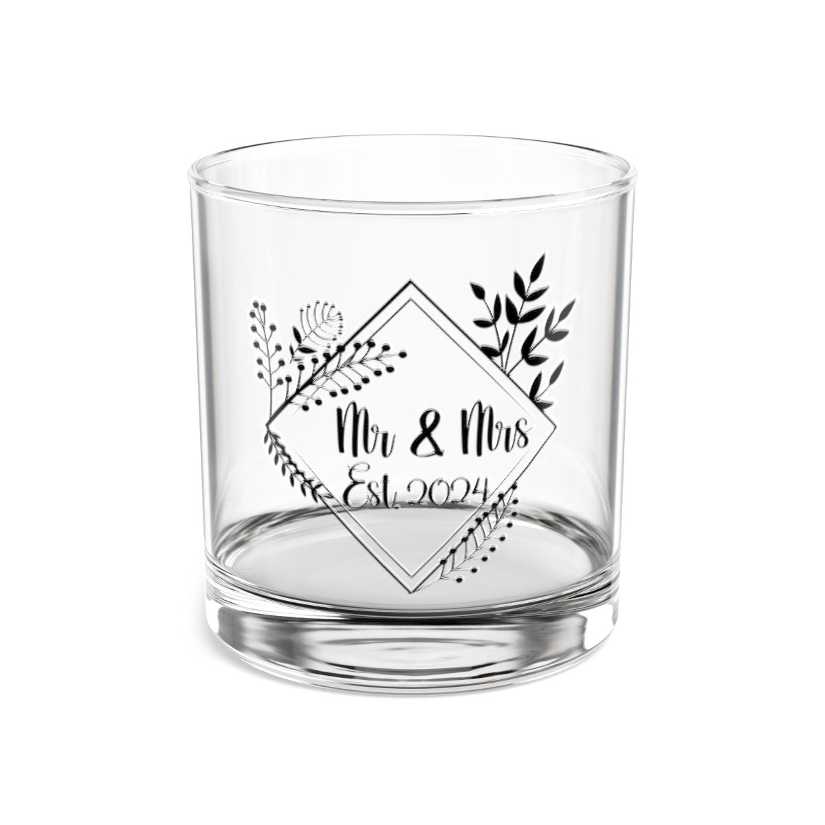 Mr And Mrs-14 Personalised Christmas Mr & Mrs Wine Glass 12oz, Whiskey Glass 6oz, Stemless Wine Glass 11.75oz, Rock Glass 10oz