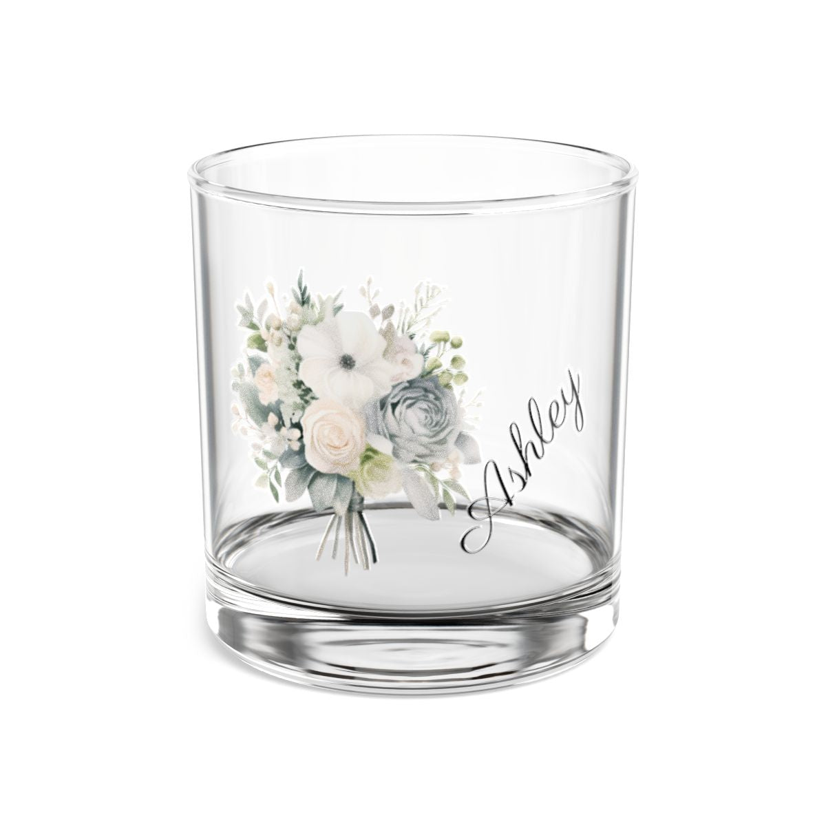 Wedding Bouquets Flower Personalised Floral Bouquet Wine Glass, Stemless Wine Glass, Whiskey Glass, Rocks Glass