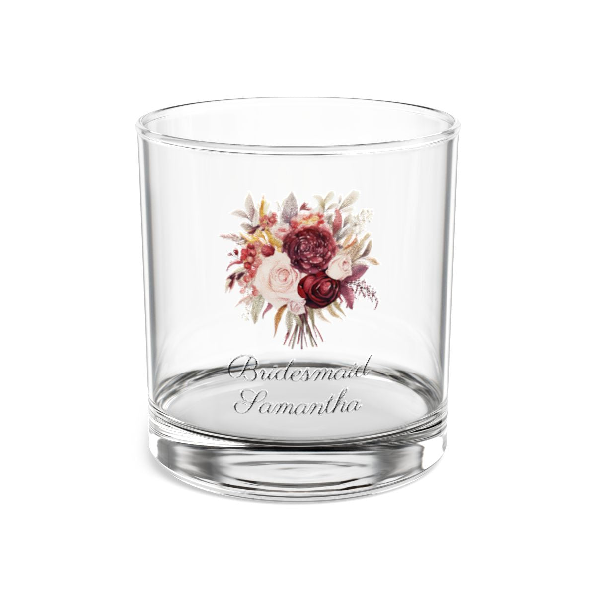 Wedding Bouquets Flower Personalised Floral Bouquet Wine Glass, Stemless Wine Glass, Whiskey Glass, Rocks Glass