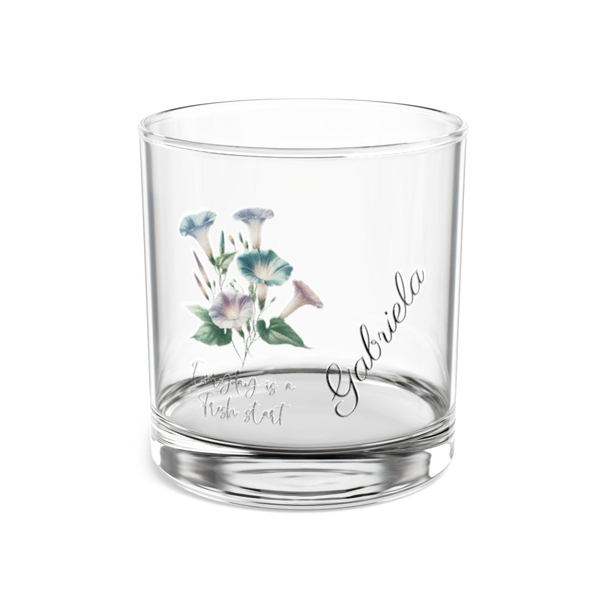 MorningGlory-September Quote Personalised Floral Birthday Month Bouquet Wine Glass, Stemless Wine Glass, Whiskey Glass, Rocks Glass