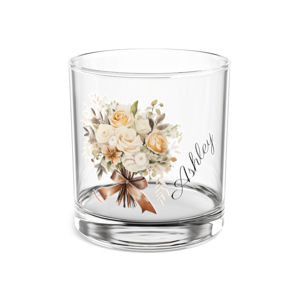 Wedding Bouquets Flower Personalised Floral Bouquet Wine Glass, Stemless Wine Glass, Whiskey Glass, Rocks Glass