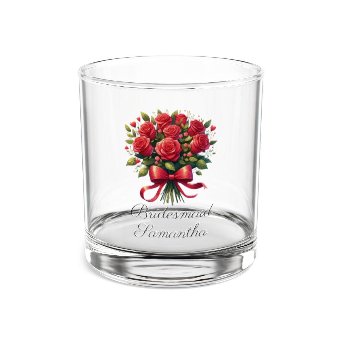 Personalised Floral Bouquet Wine Glass, Stemless Wine Glass, Whiskey Glass, Rocks Glass