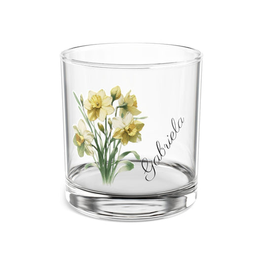 Daffodil March Personalised Floral Birthday Month Bouquet Wine Glass, Stemless Wine Glass, Whiskey Glass, Rocks Glass