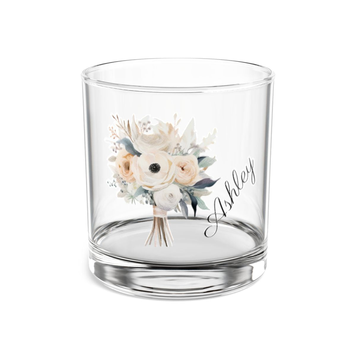 Wedding Bouquets Flower Personalised Floral Bouquet Wine Glass, Stemless Wine Glass, Whiskey Glass, Rocks Glass