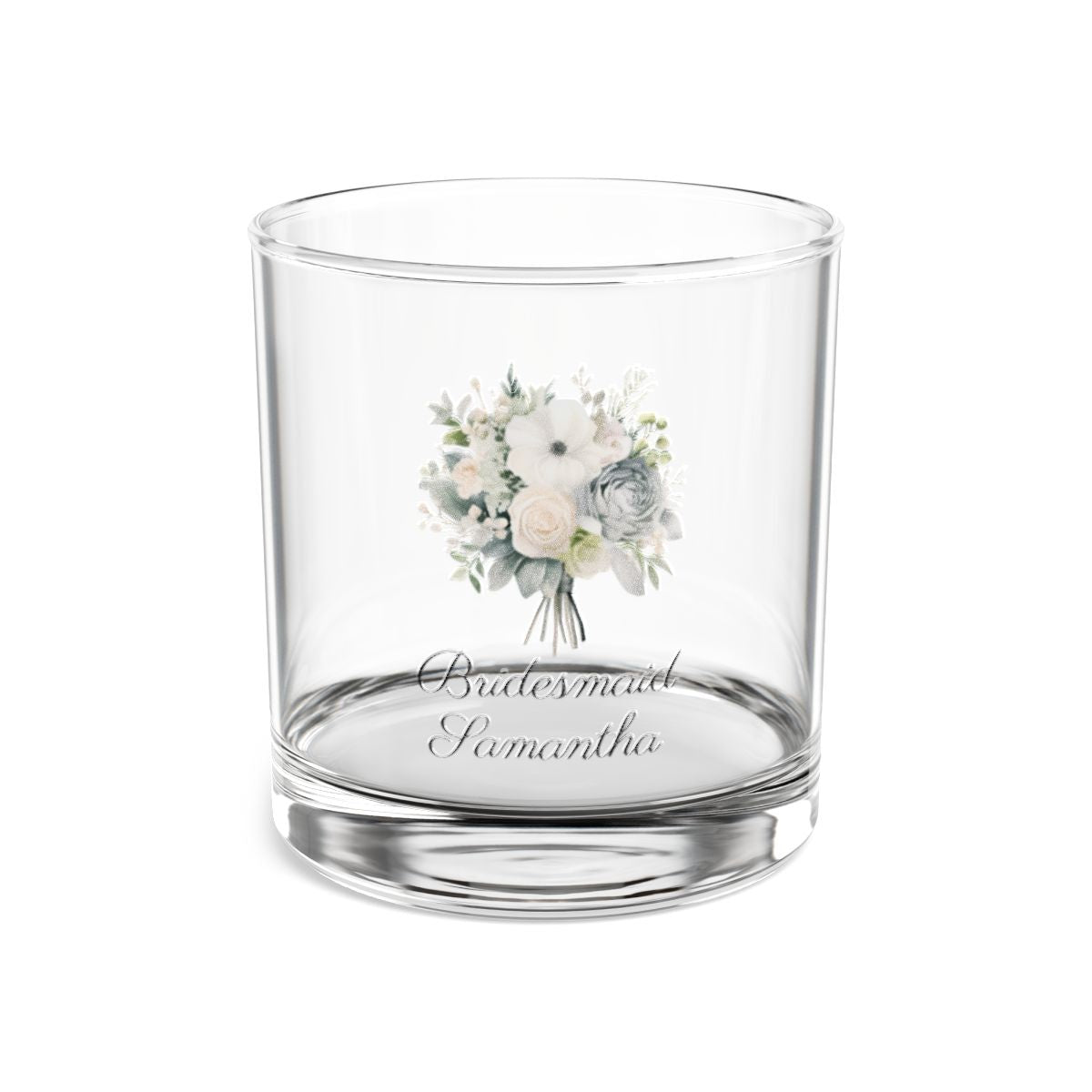 Wedding Bouquets Flower Personalised Floral Bouquet Wine Glass, Stemless Wine Glass, Whiskey Glass, Rocks Glass