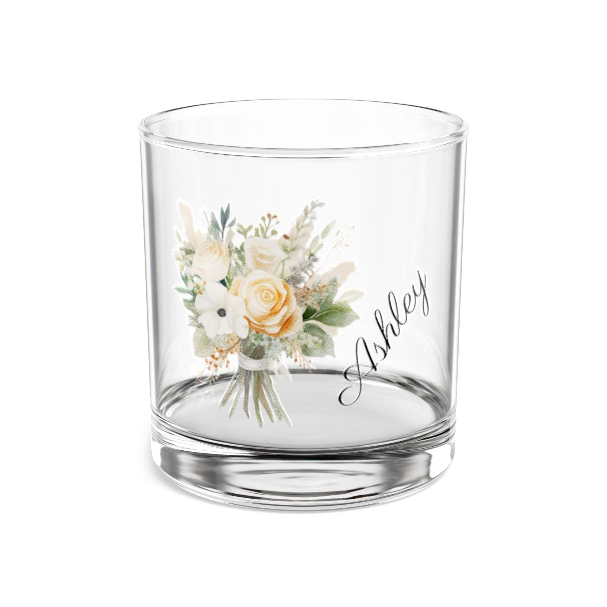 Wedding Bouquets Flower Personalised Floral Bouquet Wine Glass, Stemless Wine Glass, Whiskey Glass, Rocks Glass