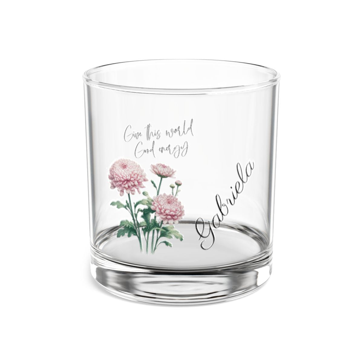 Chrysanthemum-November Quote Personalised Floral Birthday Month Bouquet Wine Glass, Stemless Wine Glass, Whiskey Glass, Rocks Glass