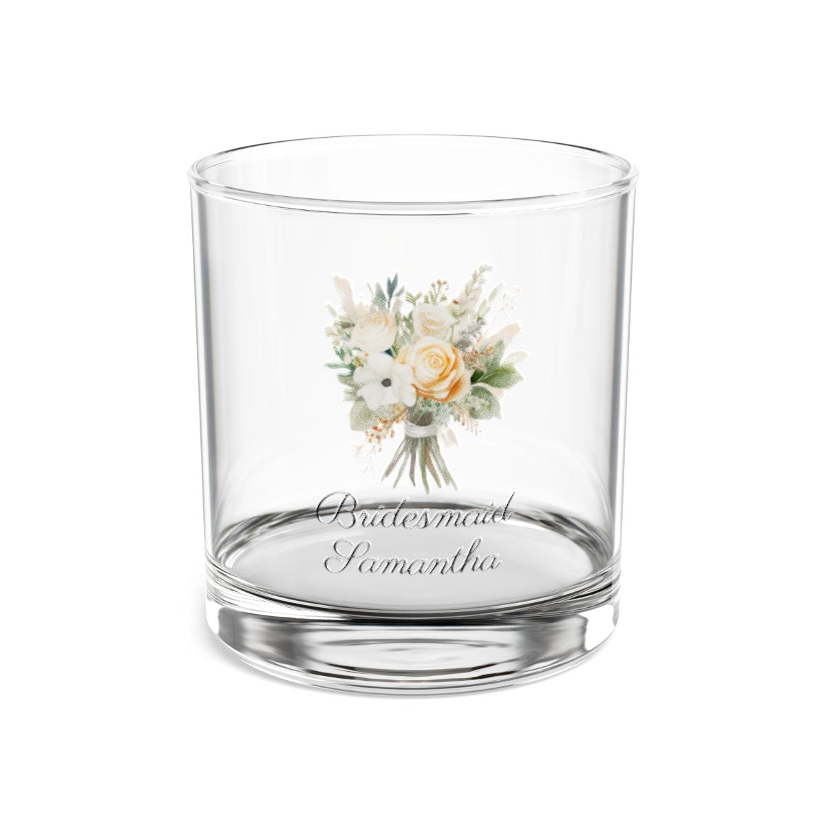 Wedding Bouquets Flower Personalised Floral Bouquet Wine Glass, Stemless Wine Glass, Whiskey Glass, Rocks Glass