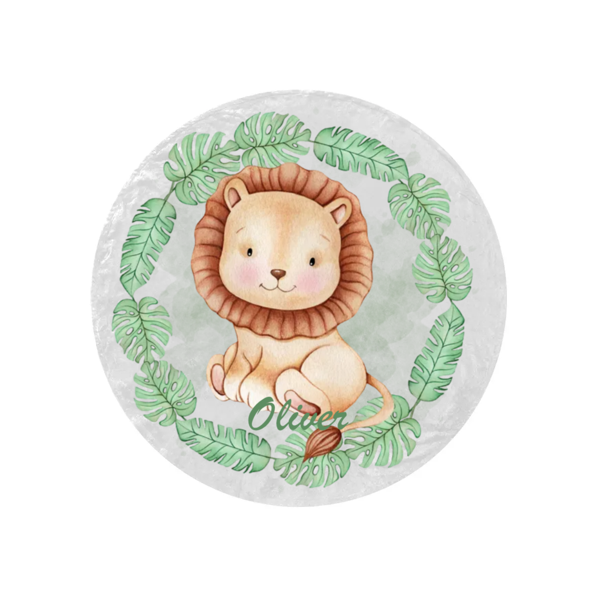 Round Blanket Personalised Safari Animals