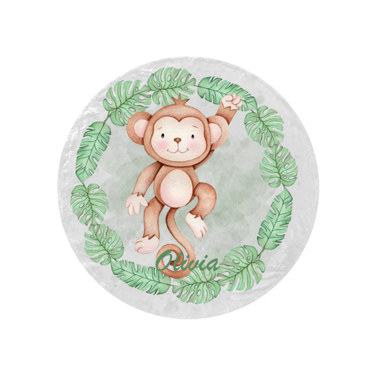 Round Blanket Personalised Safari Animals