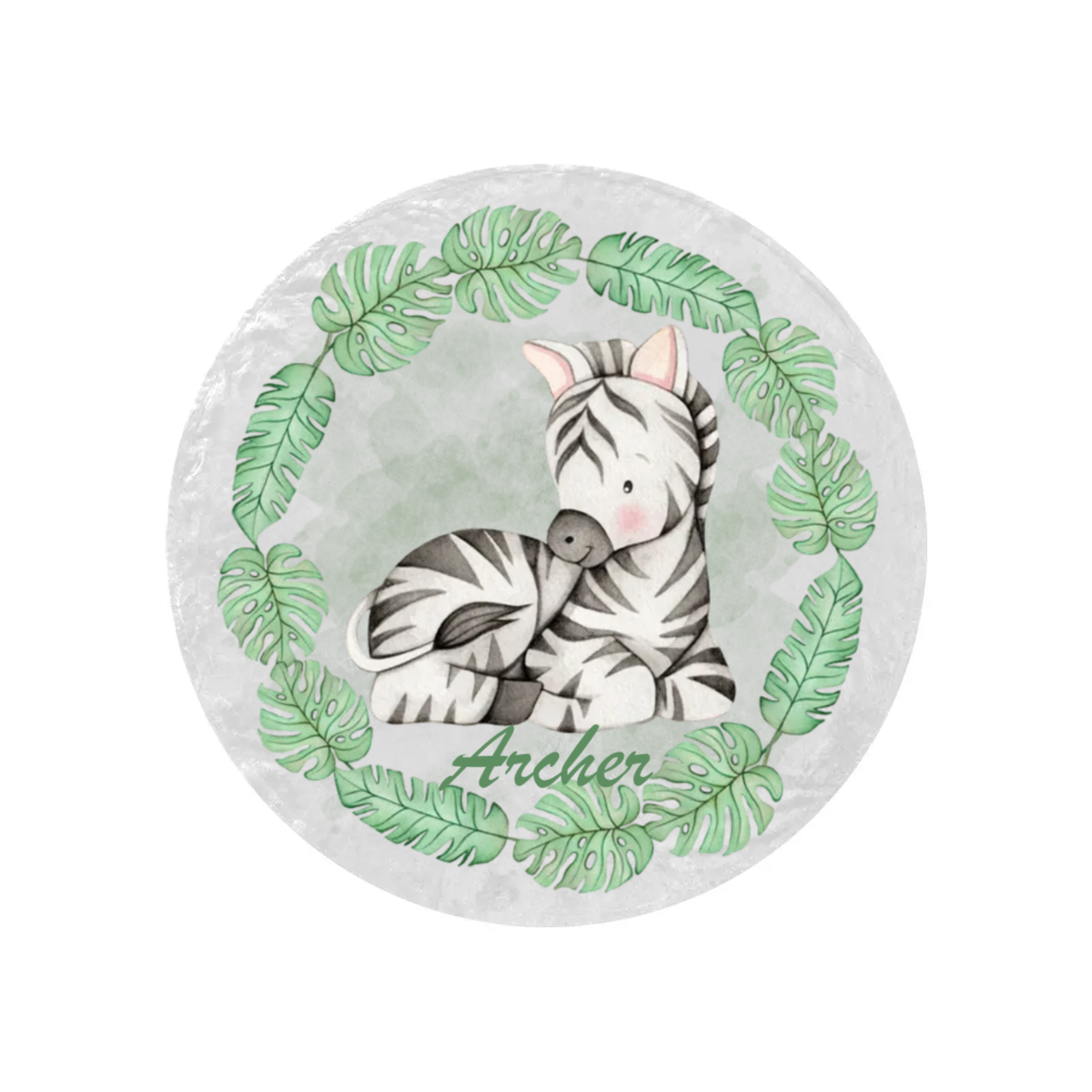 Round Blanket Personalised Safari Animals