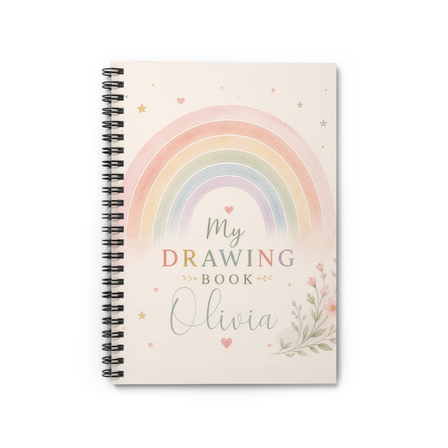 Personalised Drawing Book for Kids | Custom Name Sketchbook | Rainbow Kids Notebook | Blank or Lined Journal | Gift for Girls | Spiral Notebook Option