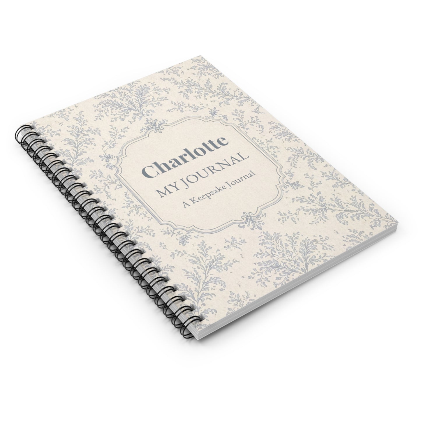 Personalised Journal | Custom Name Notebook | Toile Pattern Sketchbook | Elegant Floral Journal | Blank or Lined Notebook | Gift for Her