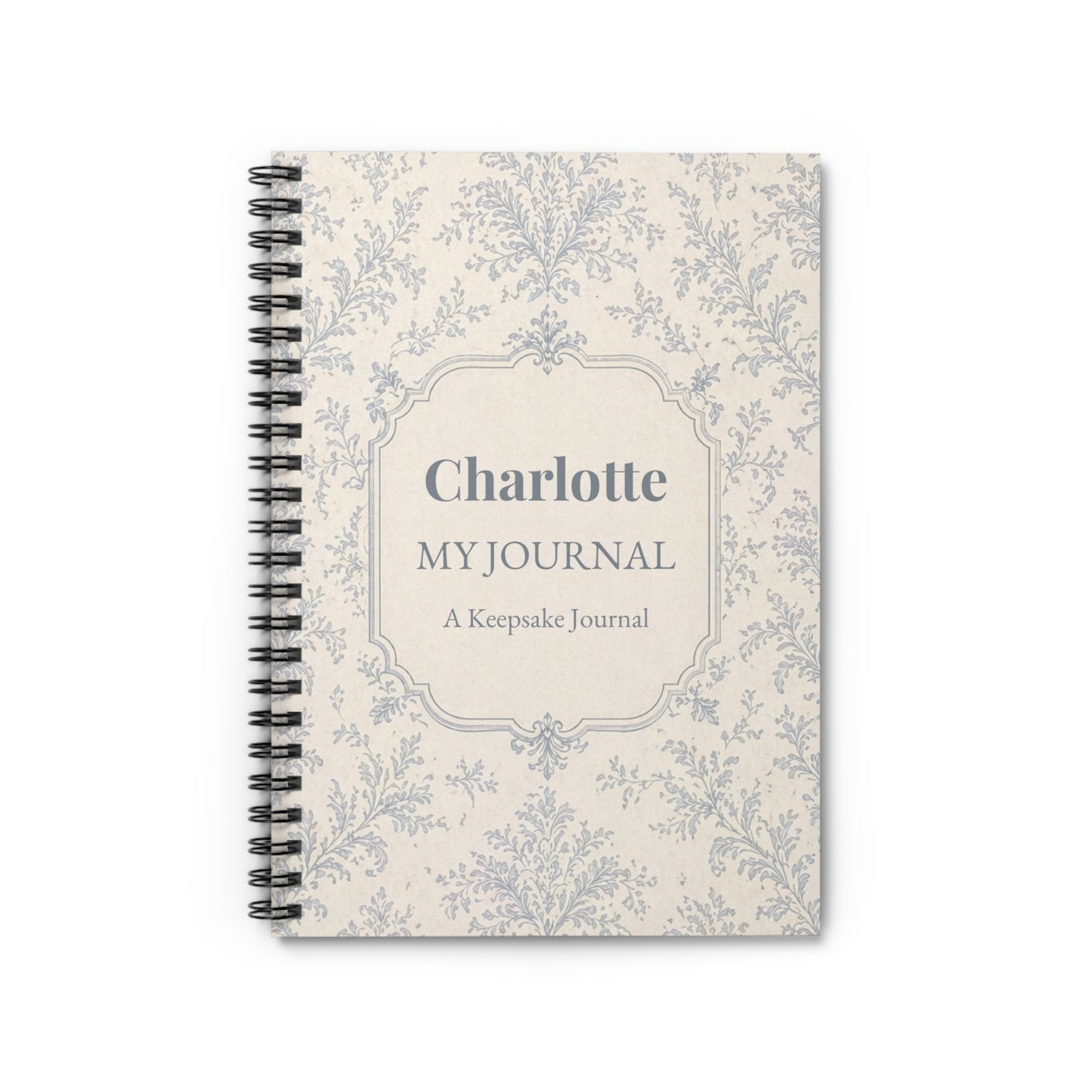 Personalised Journal | Custom Name Notebook | Toile Pattern Sketchbook | Elegant Floral Journal | Blank or Lined Notebook | Gift for Her