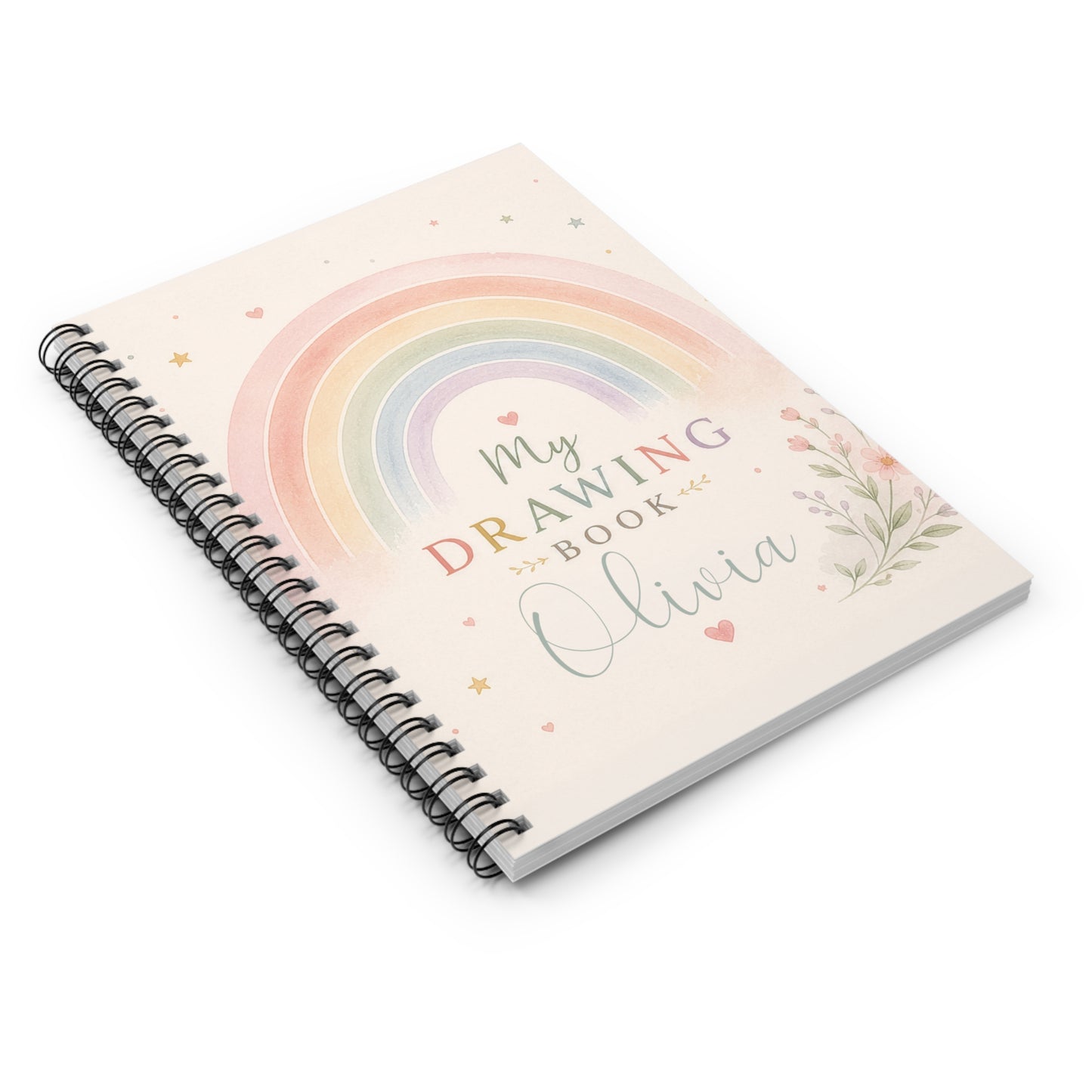 Personalised Drawing Book for Kids | Custom Name Sketchbook | Rainbow Kids Notebook | Blank or Lined Journal | Gift for Girls | Spiral Notebook Option