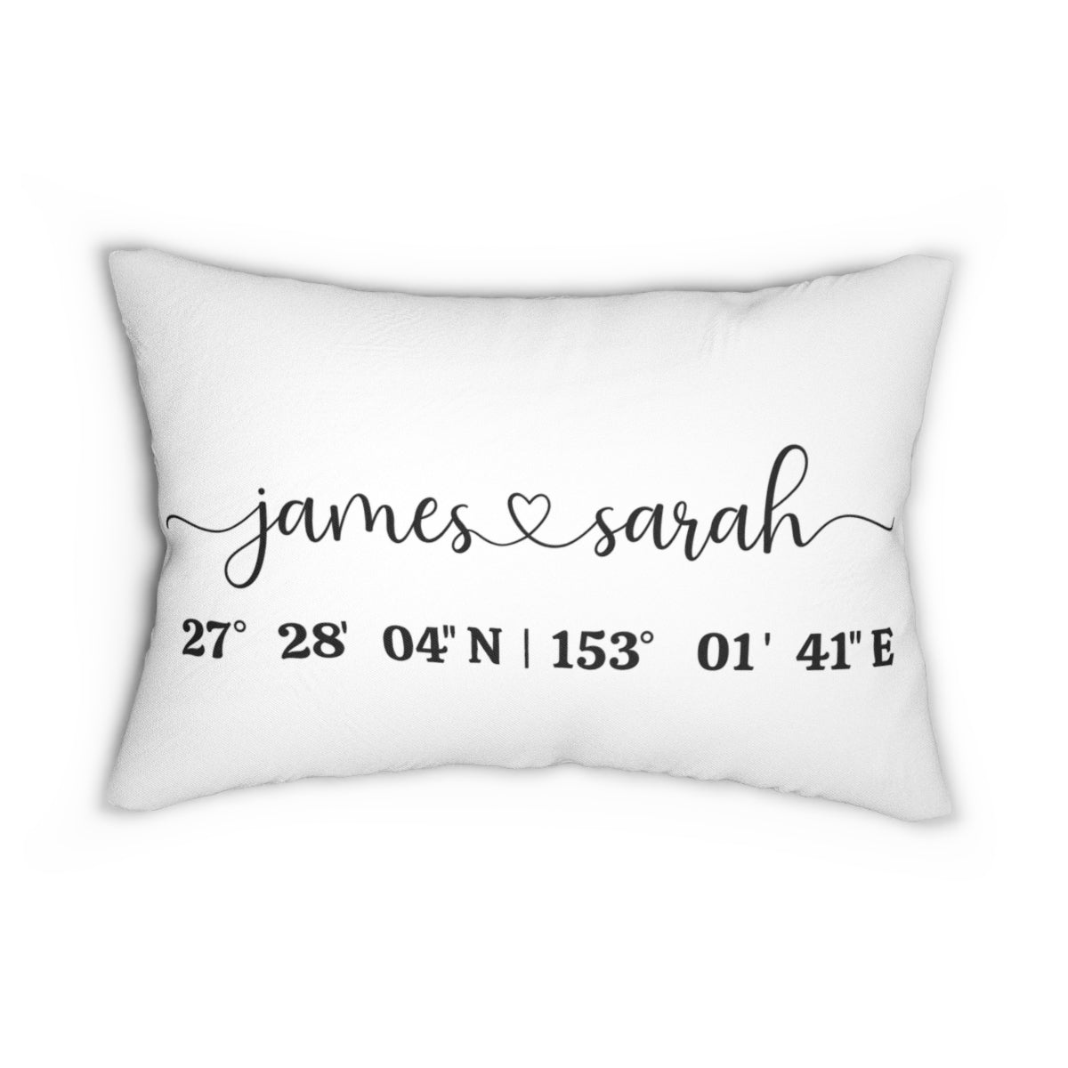 Personalised Home Coordinates, Quote Pillow, Name Pillow, Polyester Lumbar Pillow