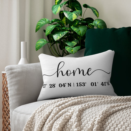 Personalised Home Coordinates, Quote Pillow, Name Pillow, Polyester Lumbar Pillow