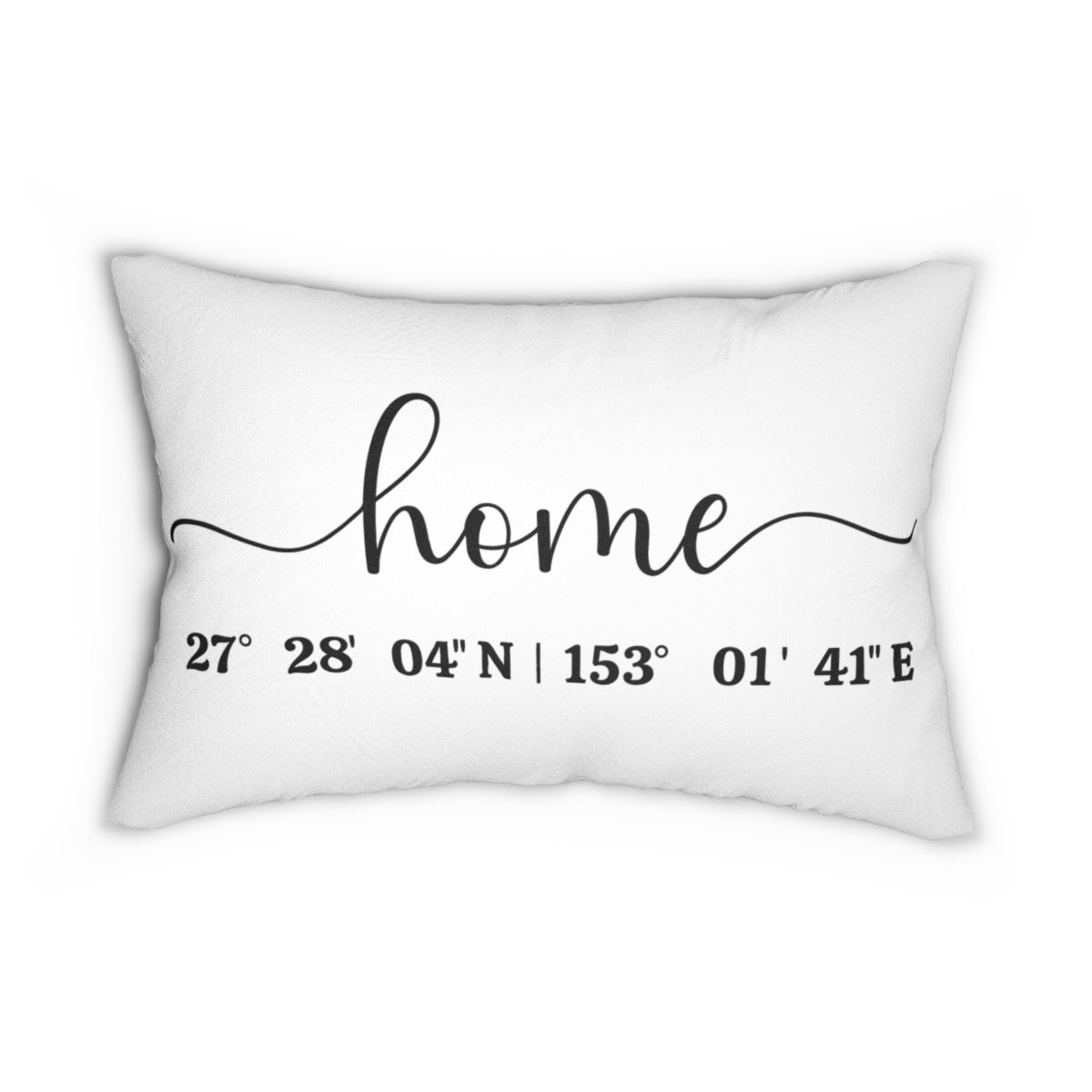 Personalised Home Coordinates, Quote Pillow, Name Pillow, Polyester Lumbar Pillow