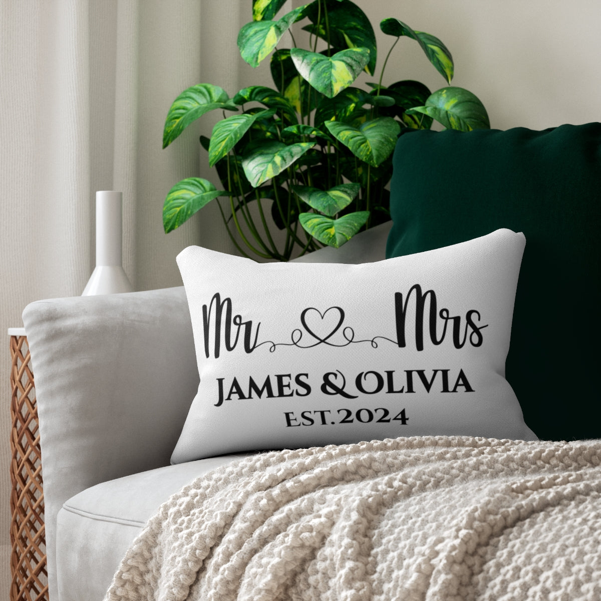 Personalised Home Coordinates, Quote Pillow, Name Pillow, Polyester Lumbar Pillow