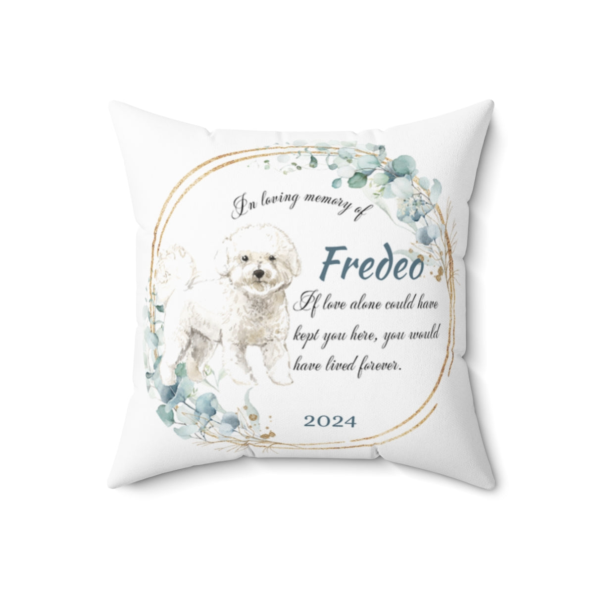 Memorial Bichon dog Cushion Memorial Polyester Square Throw Pillow