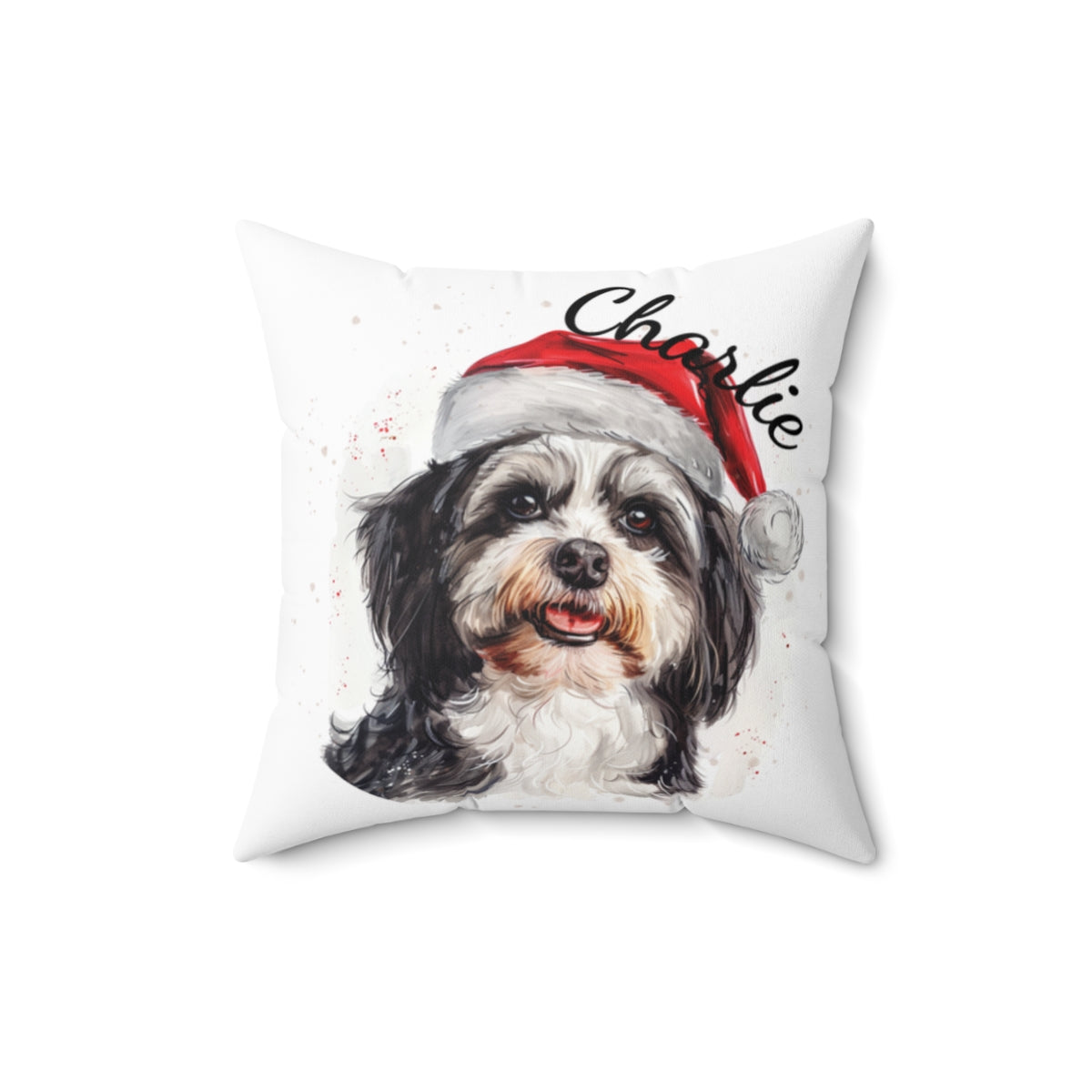 Christmas dog Cushions_Havanese-1 Personalised Dog Christmas Spun Polyester Square Throw Cushion with Insert