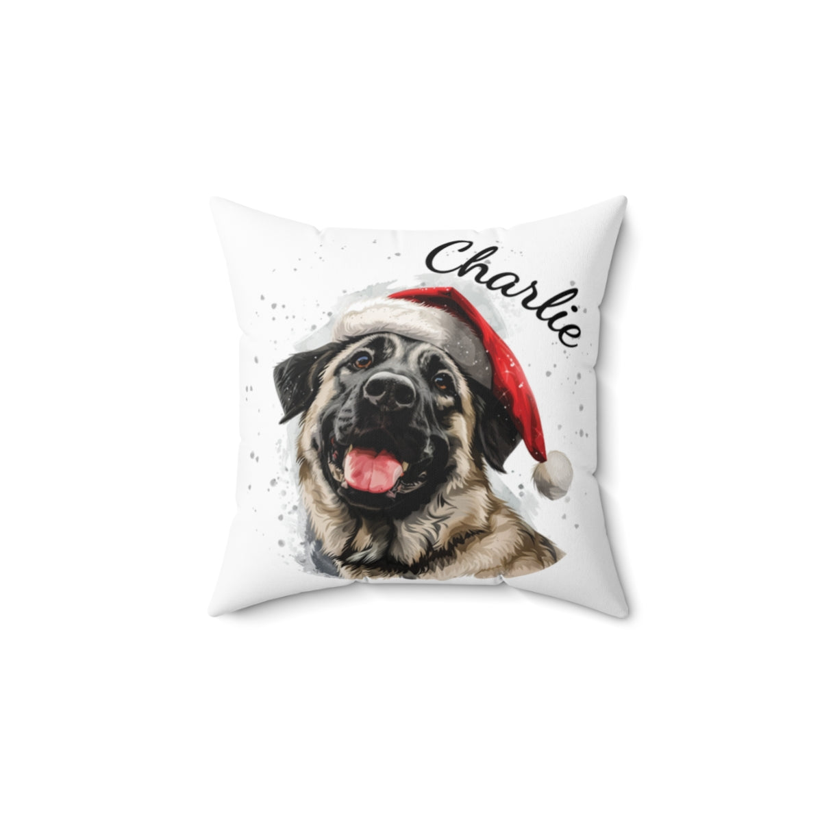 Christmas dog Cushions_Anatolian-Shepherd-1 Personalised Dog Christmas Spun Polyester Square Throw Cushion with Insert
