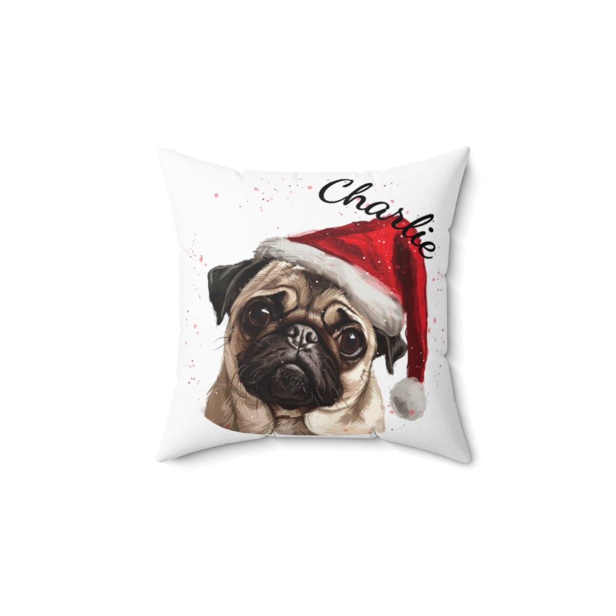 Christmas dog Cushions_Pug-2 Personalised Dog Christmas Spun Polyester Square Throw Cushion with Insert - Maltese