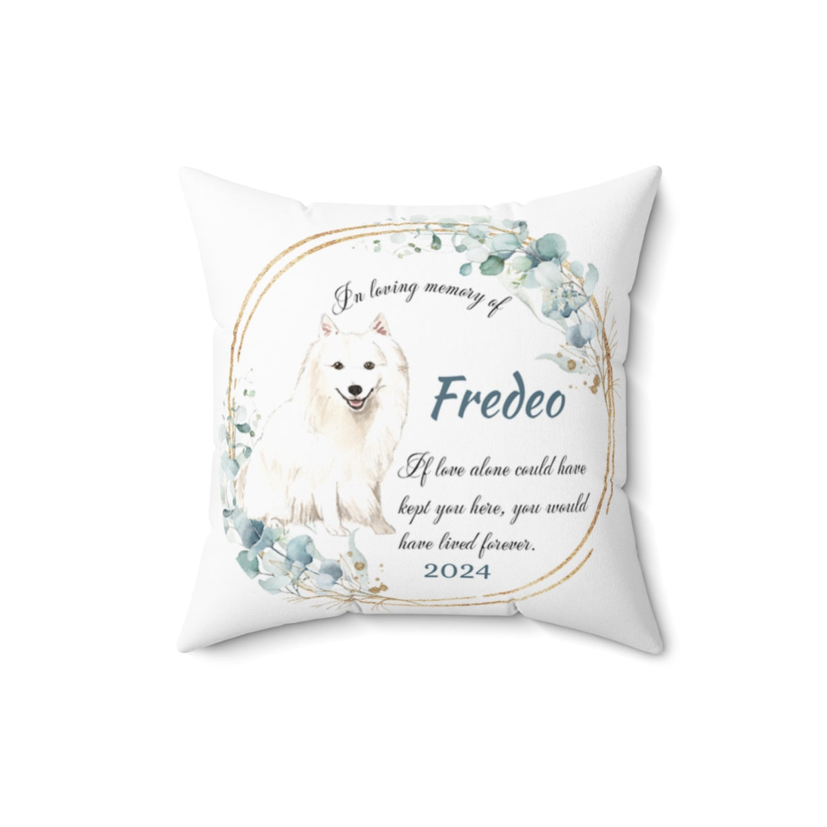 Memorial Japanese Spitz dog Cushion Memorial Polyester Square Throw Pillow