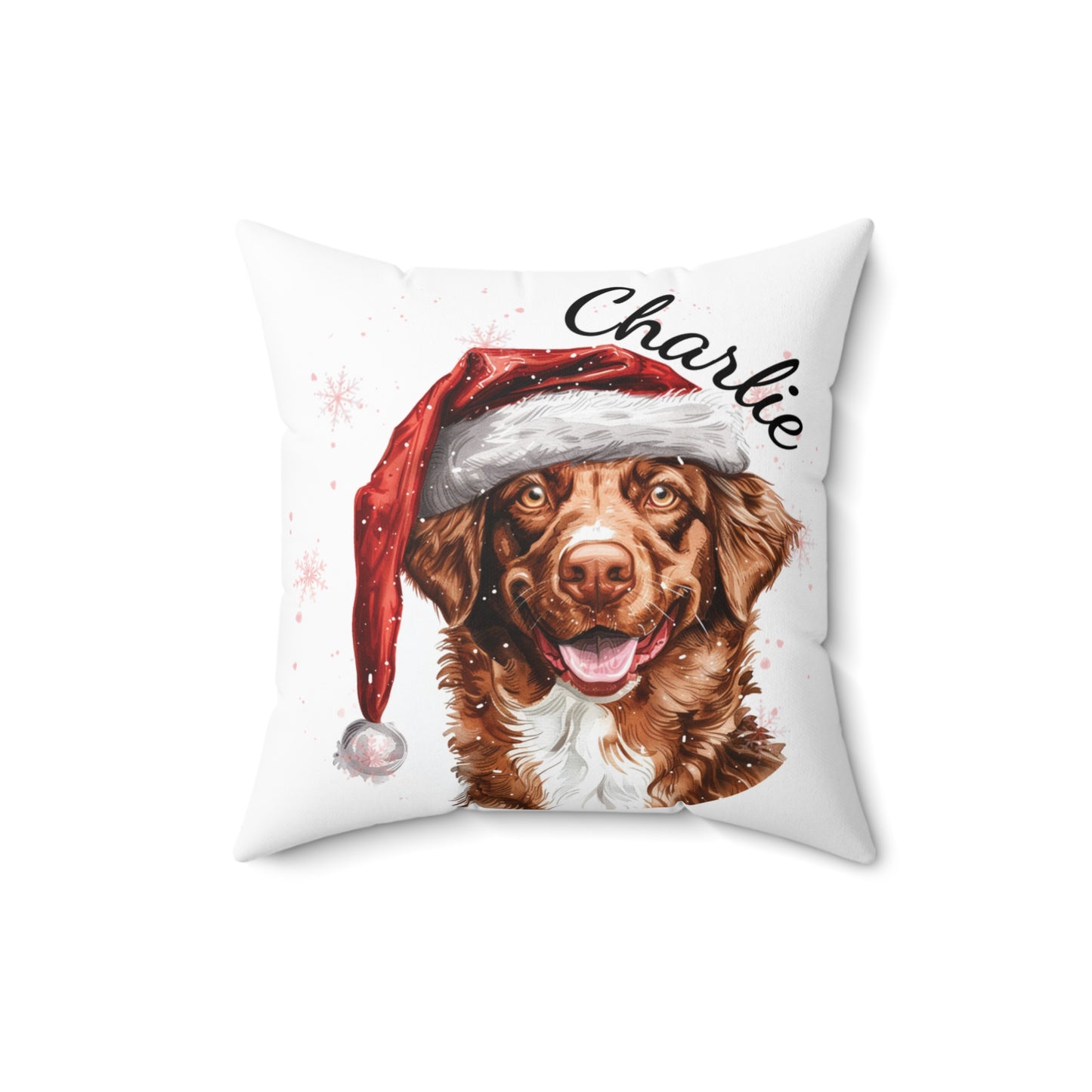 Personalized Dog Christmas Cushion, Nova Scotia Duck Toller Cushion, Custom Dog Pillow, Holiday Pet Decor, Festive Dog Lover Gift