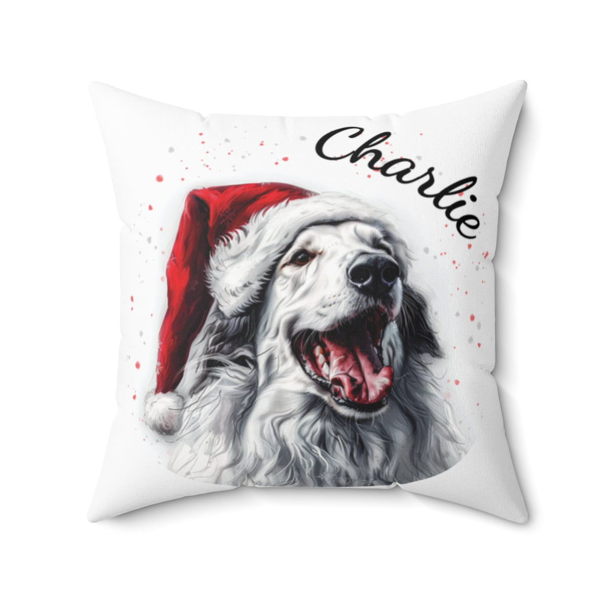Christmas dog Cushions_Borzoi-1 Personalised Dog Christmas Spun Polyester Square Throw Cushion with Insert