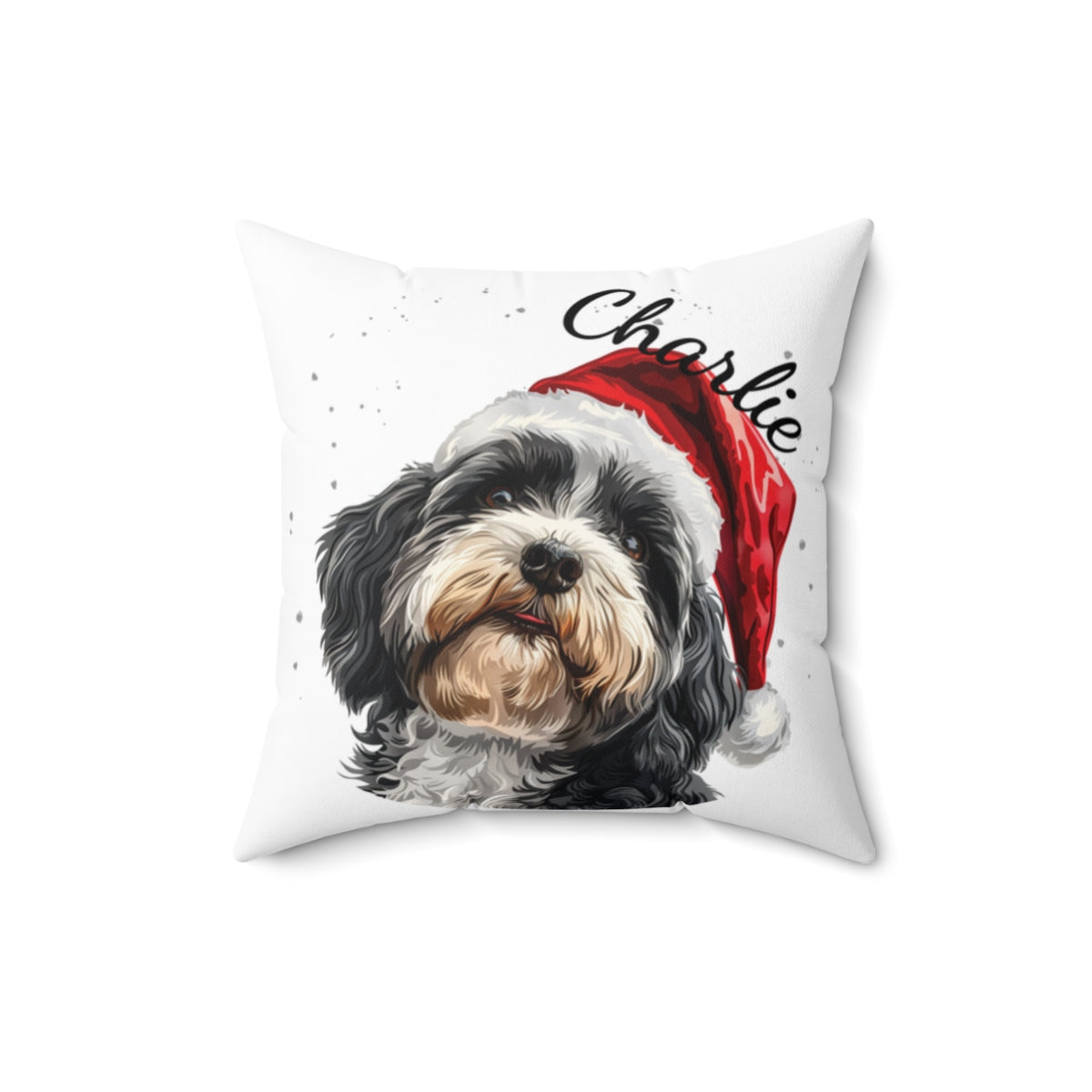 Christmas dog Cushions_Havanese-3 Personalised Dog Christmas Spun Polyester Square Throw Cushion with Insert