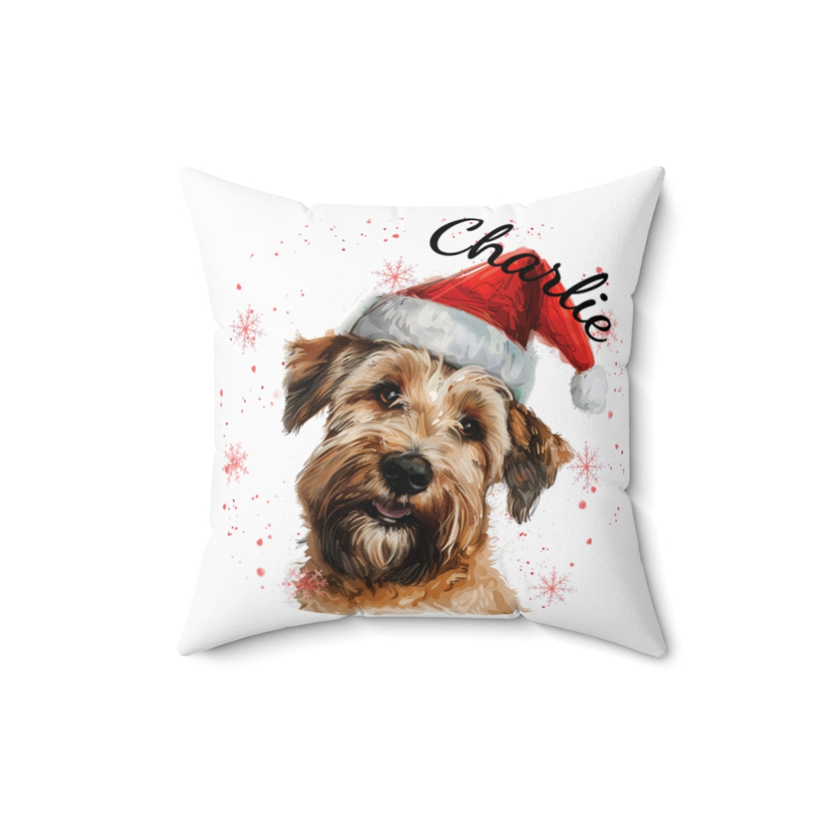 Christmas dog Cushions_Wheaten-Terrier-2 Personalised Dog Christmas Spun Polyester Square Throw Cushion with Insert - Maltese
