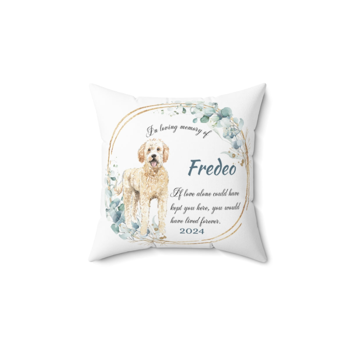 Memorial Golden Doodle Polyester Square Throw Pillow