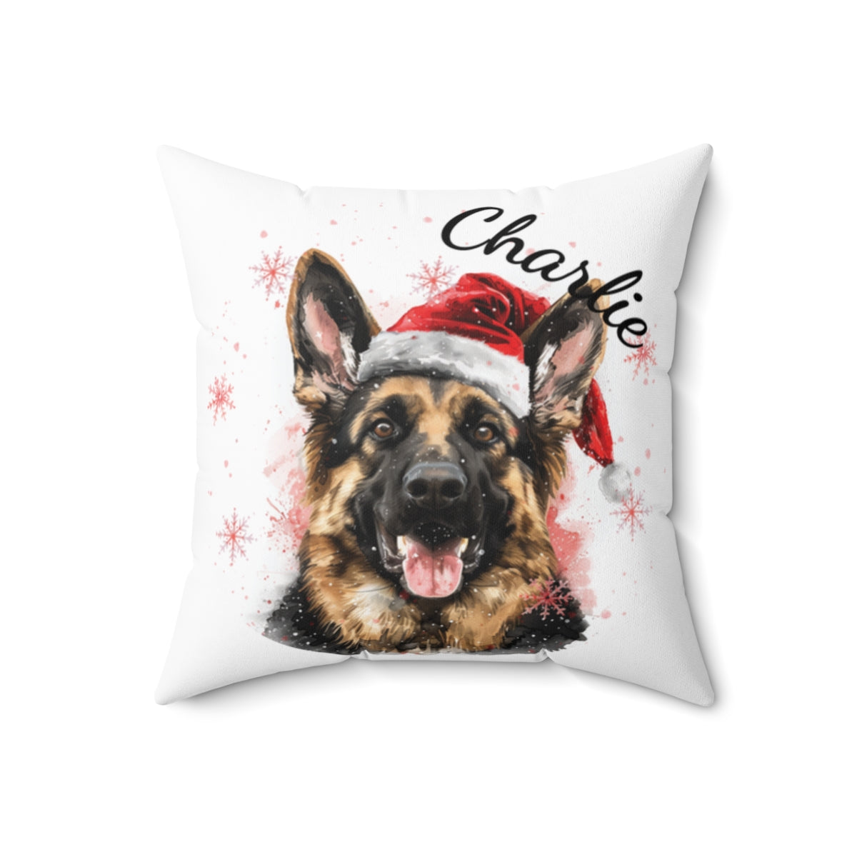 Christmas dog Cushions_German-Shepherd-2 Personalised Dog Christmas Spun Polyester Square Throw Cushion with Insert