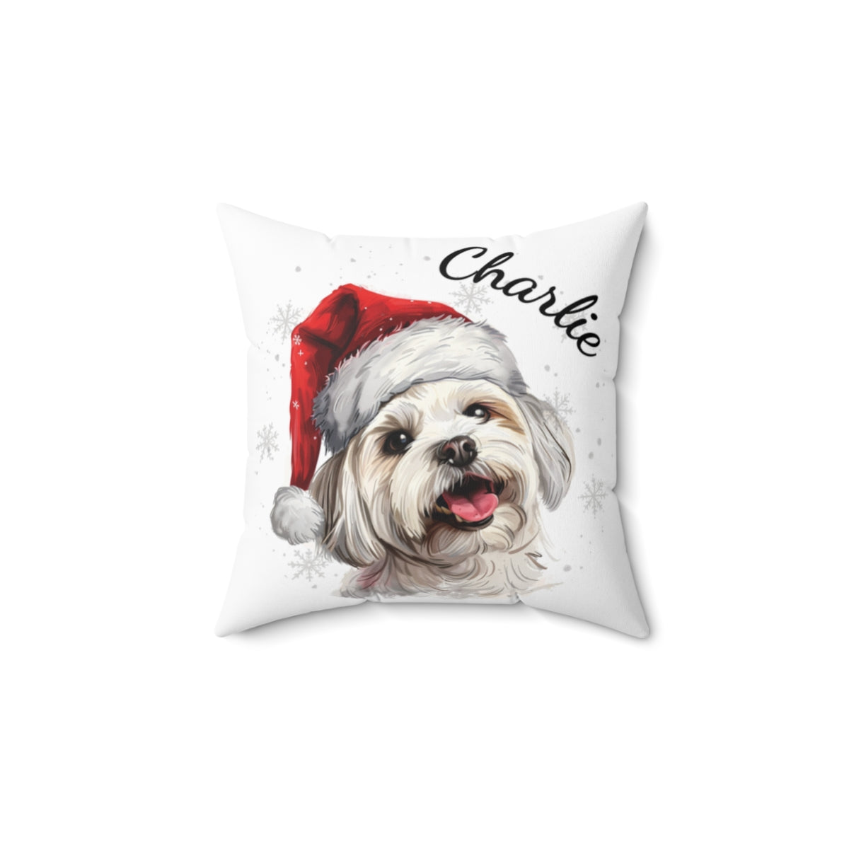 Christmas dog Cushions_Maltese Personalised Dog Christmas Spun Polyester Square Throw Cushion with Insert
