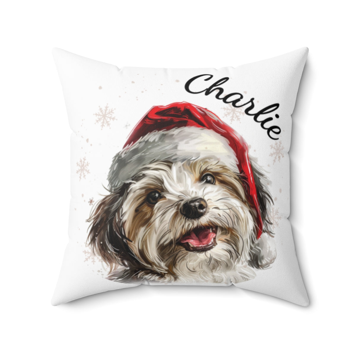 Christmas dog Cushions_Havanese-2 Personalised Dog Christmas Spun Polyester Square Throw Cushion with Insert