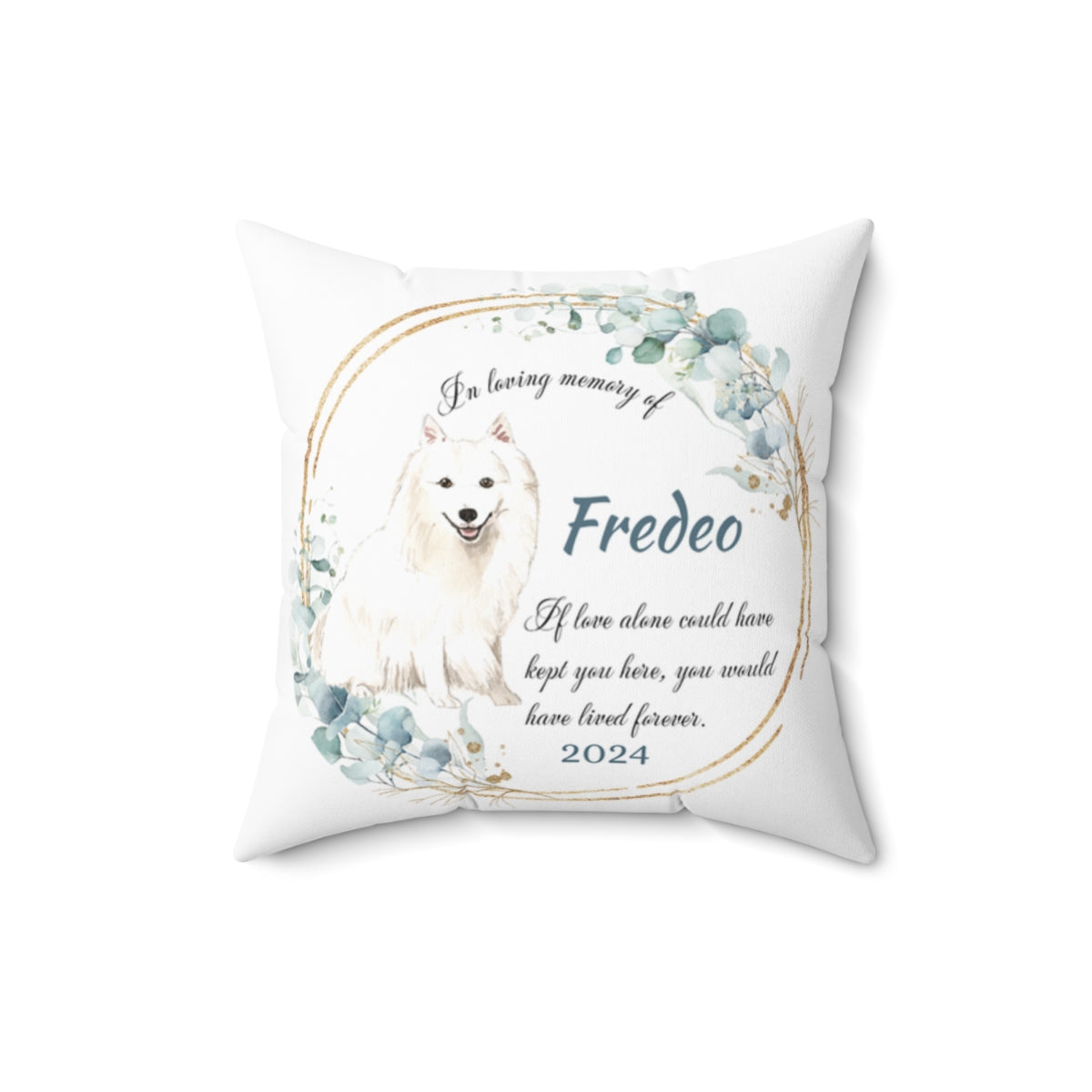 Memorial Japanese Spitz dog Cushion Memorial Polyester Square Throw Pillow