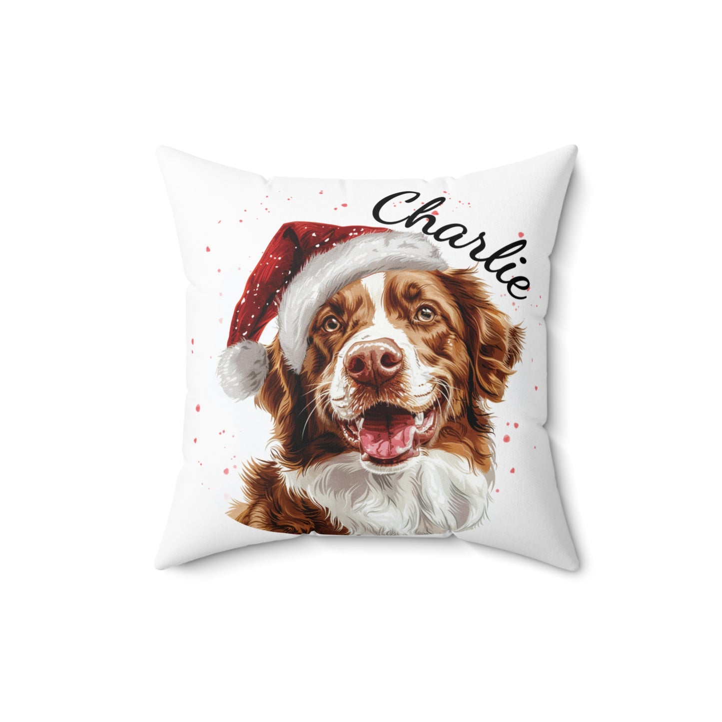 Personalized Christmas Dog Pillow, Custom Dog Cushion with Insert, Nova Scotia Duck Tolling Retriever Design, Holiday Décor Gift