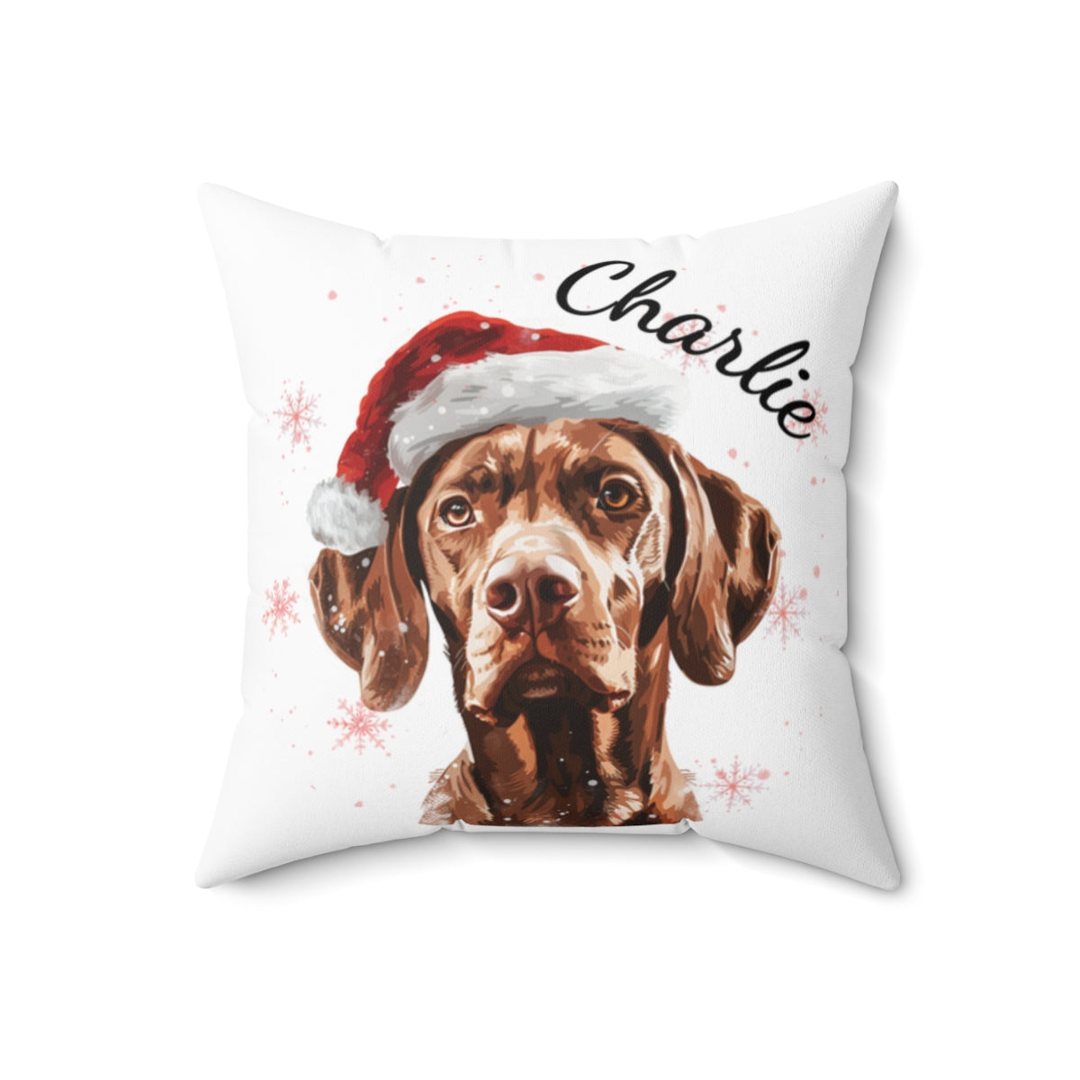 Christmas dog Cushions_Vizsla-2 Personalised Dog Christmas Spun Polyester Square Throw Cushion with Insert - Maltese