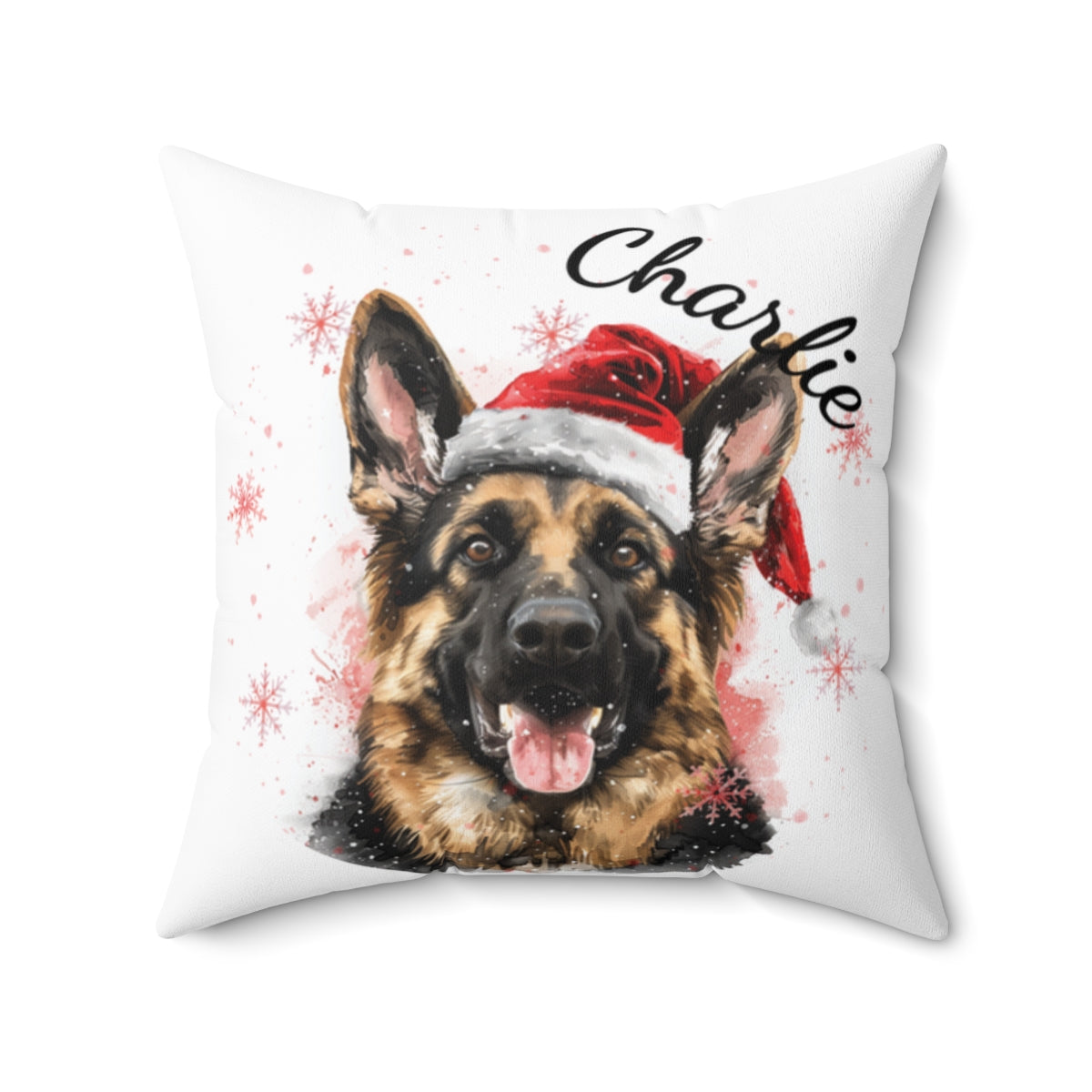 Christmas dog Cushions_German-Shepherd-2 Personalised Dog Christmas Spun Polyester Square Throw Cushion with Insert