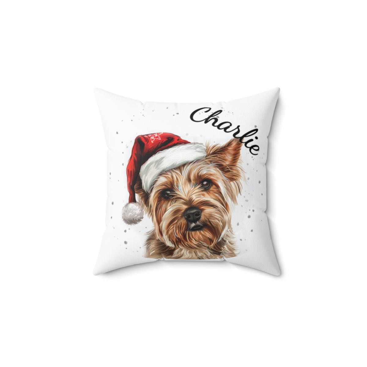 Christmas dog Cushions_Australian-Silky-Terrier-2 Personalised Dog Christmas Spun Polyester Square Throw Cushion with Insert