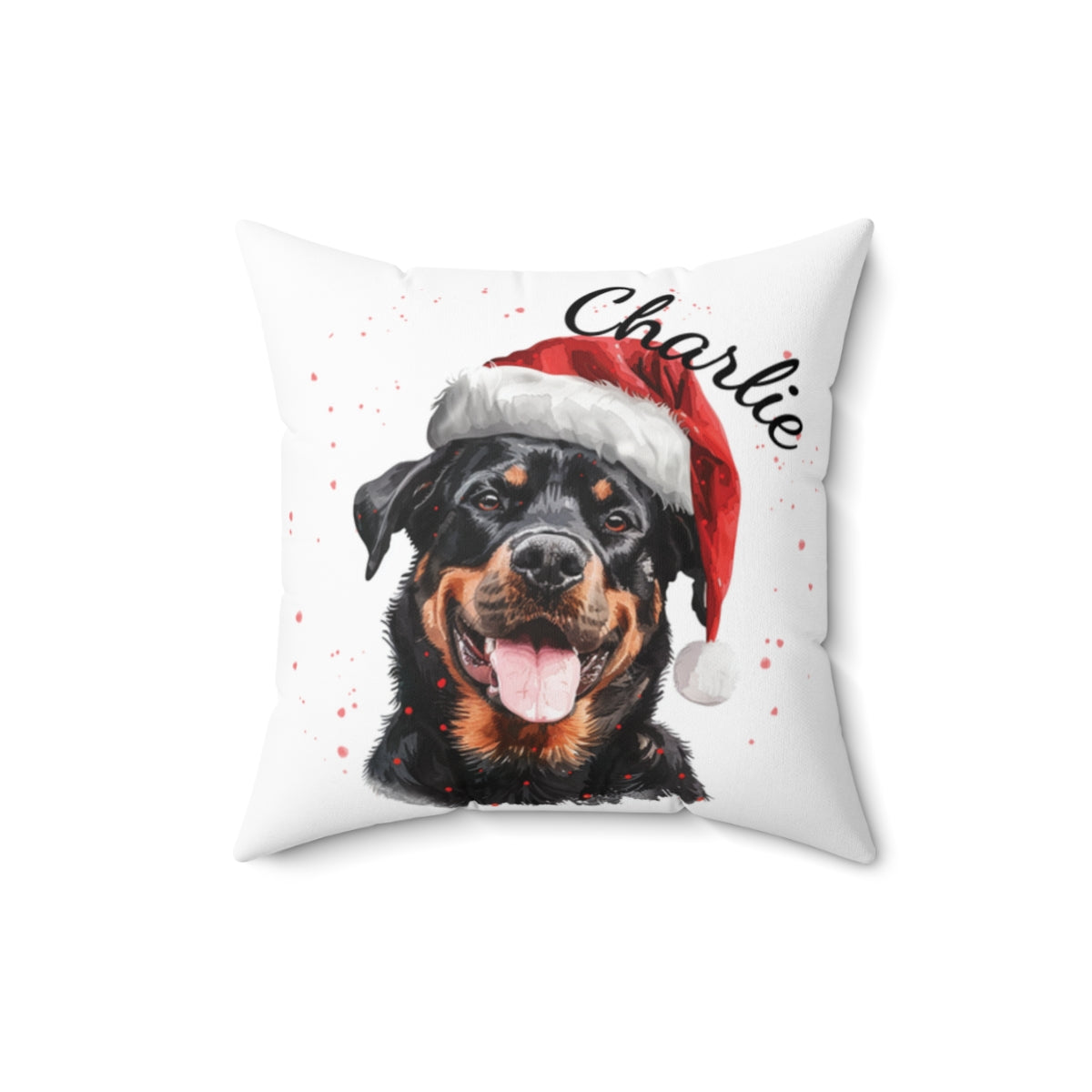 Christmas dog Cushions_Rottweiler-2 Personalised Dog Christmas Spun Polyester Square Throw Cushion with Insert