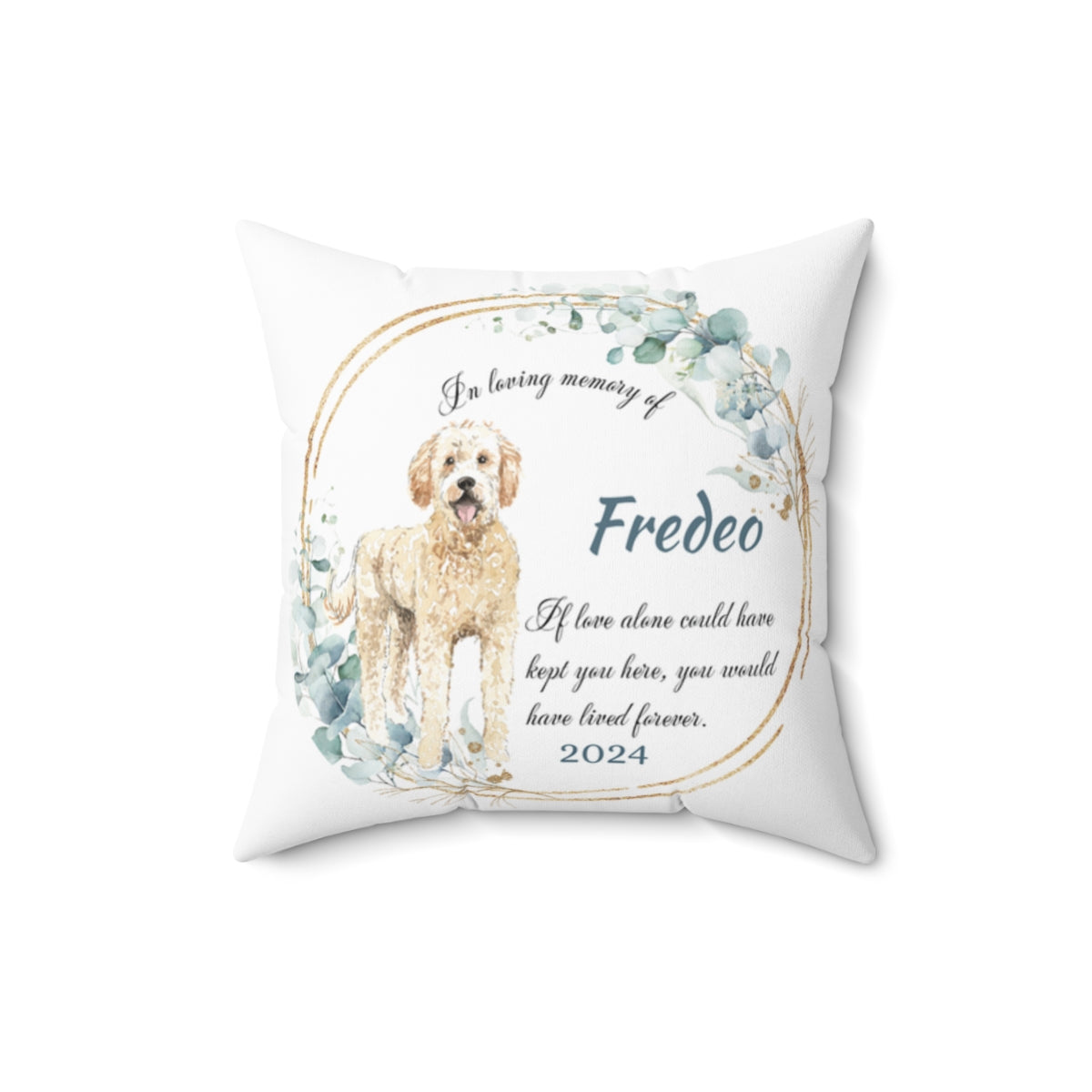 Memorial Golden Doodle Polyester Square Throw Pillow