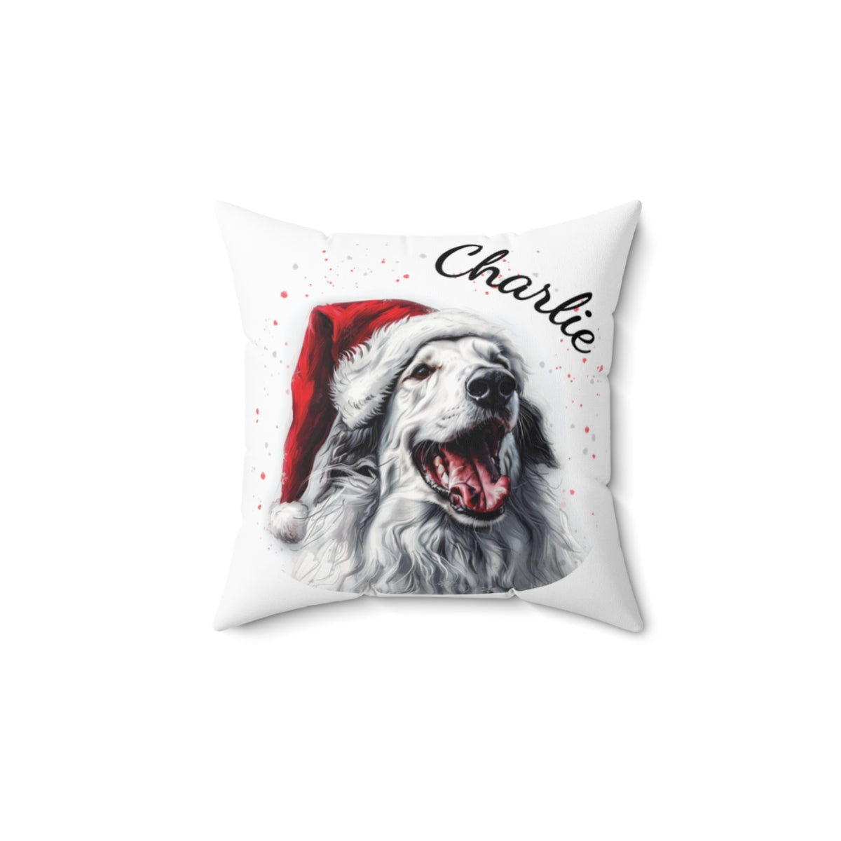 Christmas dog Cushions_Borzoi-1 Personalised Dog Christmas Spun Polyester Square Throw Cushion with Insert