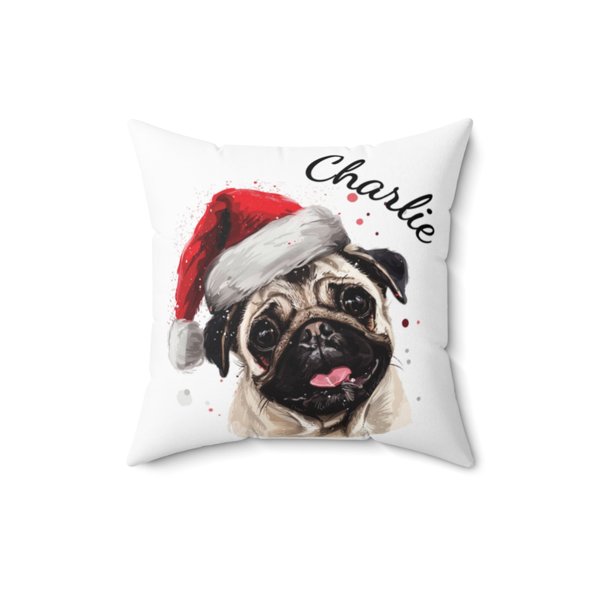 Christmas dog Cushions_Pug-1 Personalised Dog Christmas Spun Polyester Square Throw Cushion with Insert - Maltese