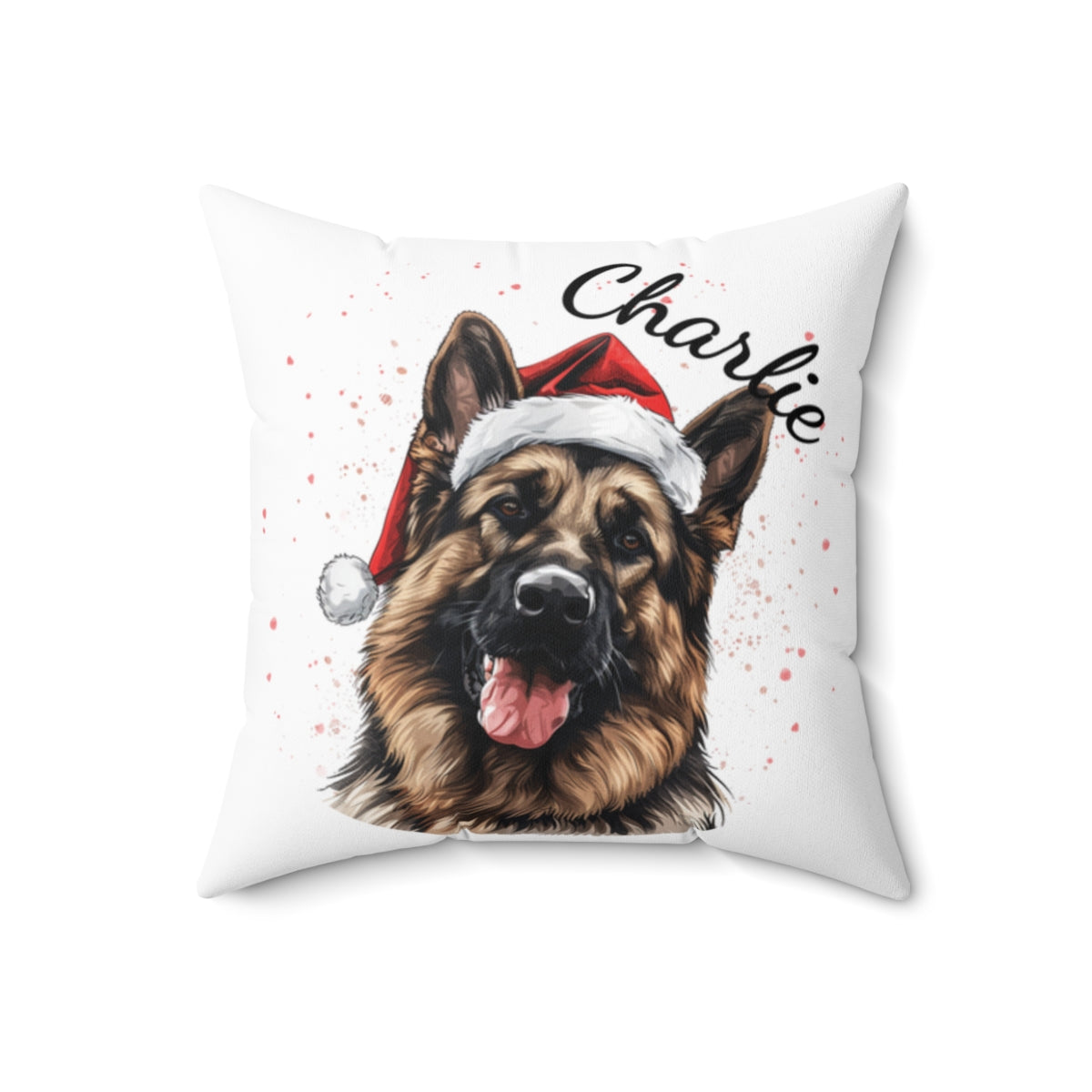 Christmas dog Cushions_German-Shepherd-1 Personalised Dog Christmas Spun Polyester Square Throw Cushion with Insert