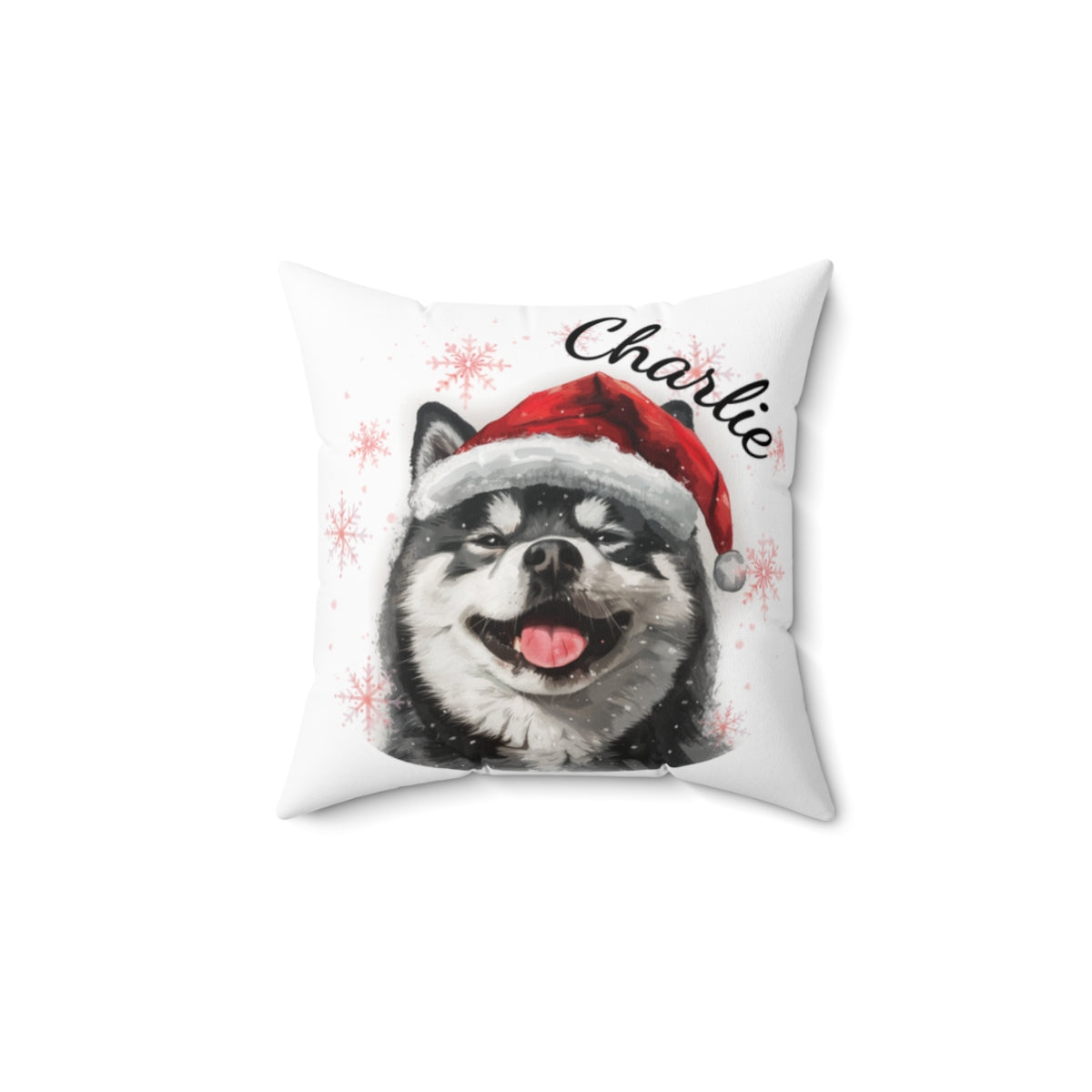 Christmas dog Cushions_Akita-2 Personalised Dog Christmas Spun Polyester Square Throw Cushion with Insert